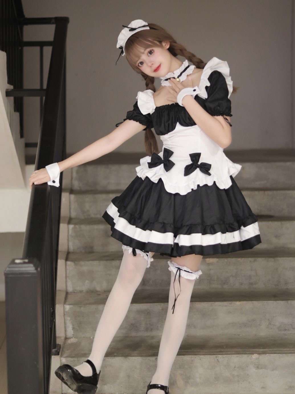 メイド服 ふんわりメイドスタイル フリル襟ワンピース