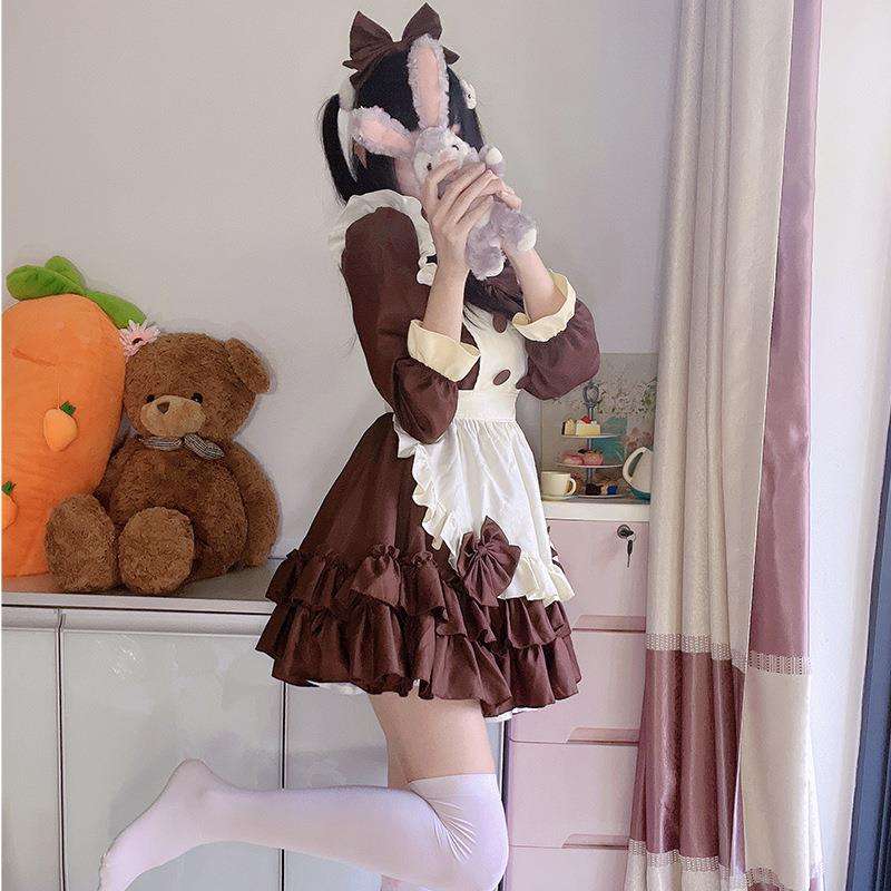 メイド服 フリルたっぷりメイド風ワンピース