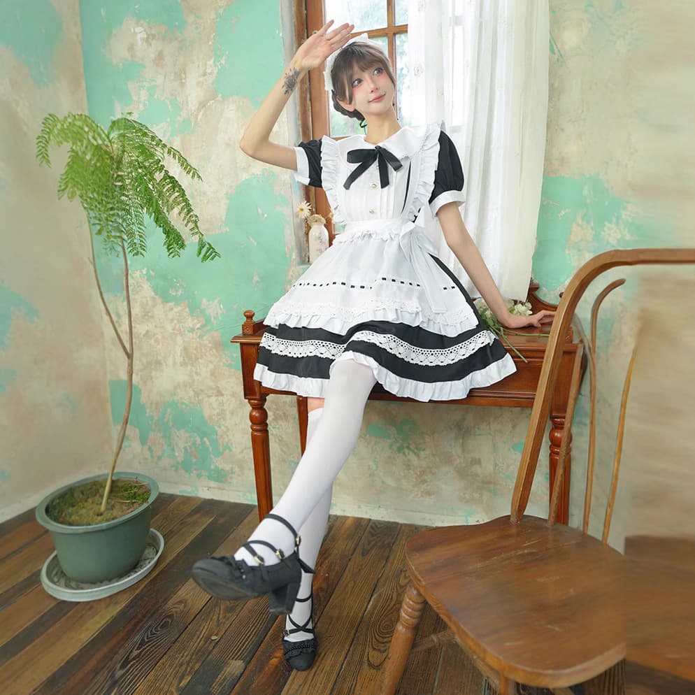 フリル付きメイド服 プリンセスライン　クラシカル
