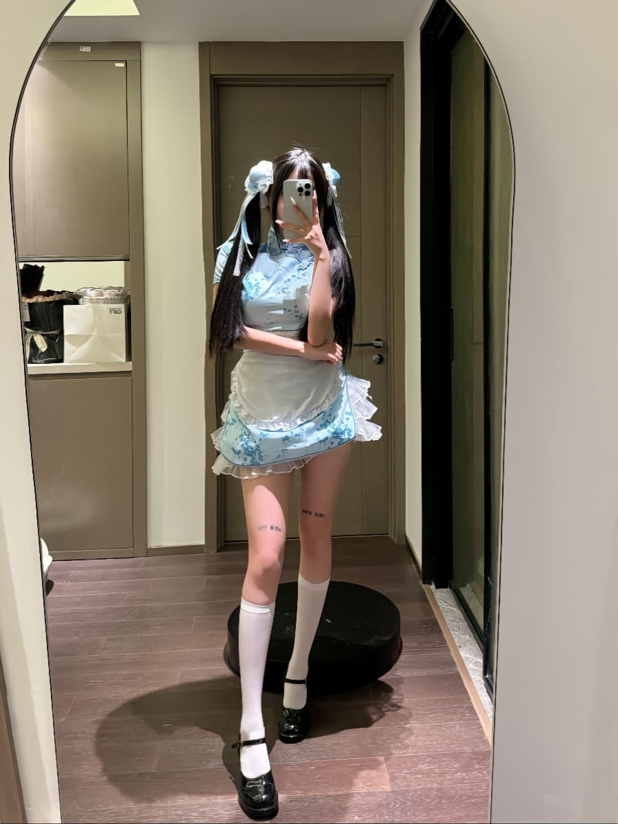 チャイナ風メイド服・フリルエプロンセット