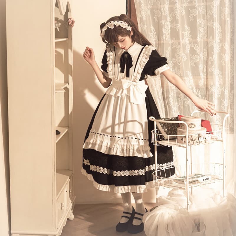 メイド服 優雅な令嬢風フリル装飾メイドドレス