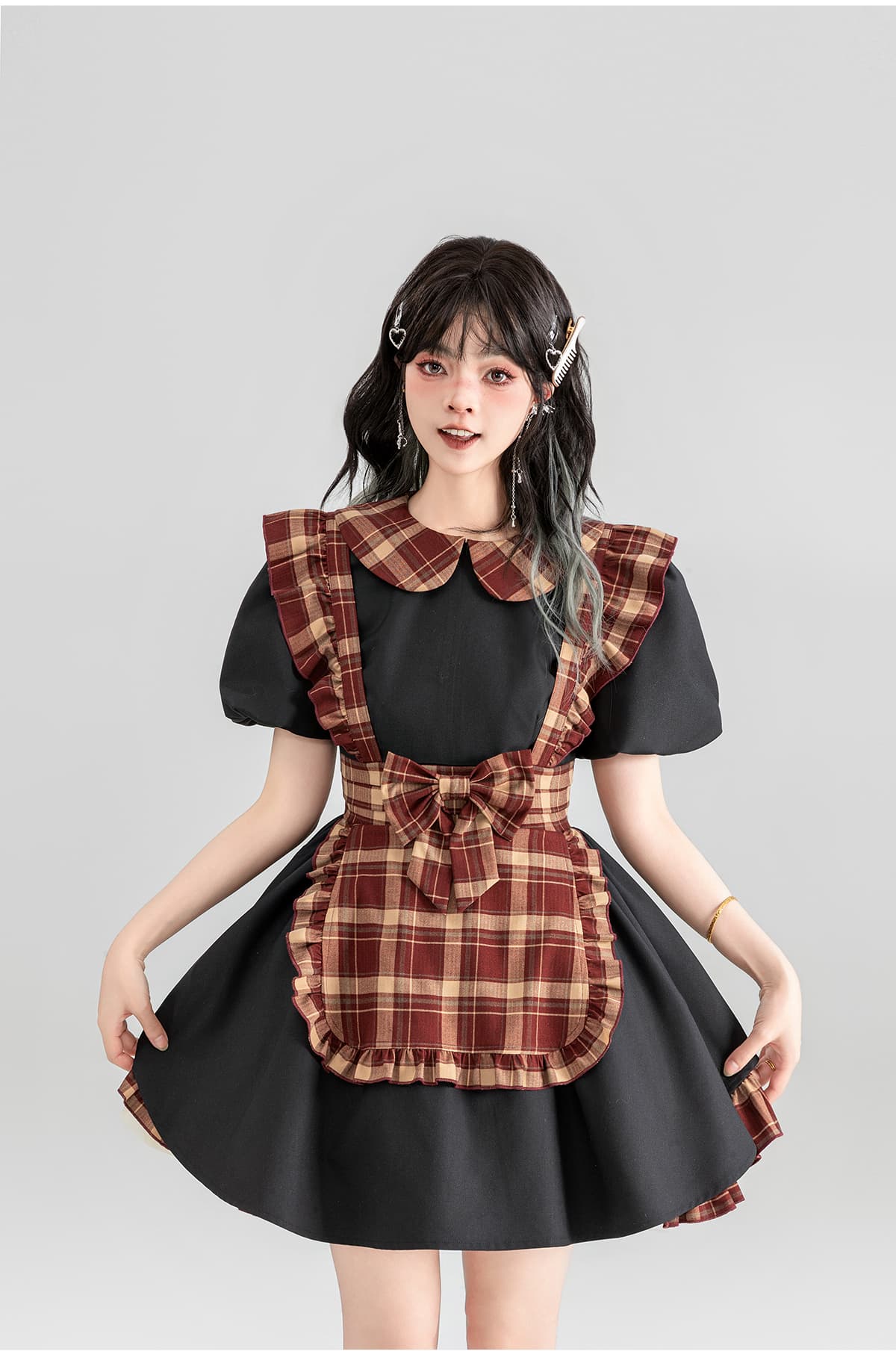 メイド服 メイド服 格子模様の優しさ メイドワンピース