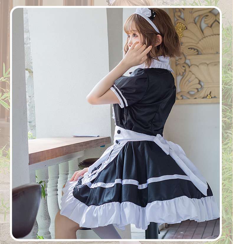 メイド服 シンプル メイドワンピース 胸元フリル