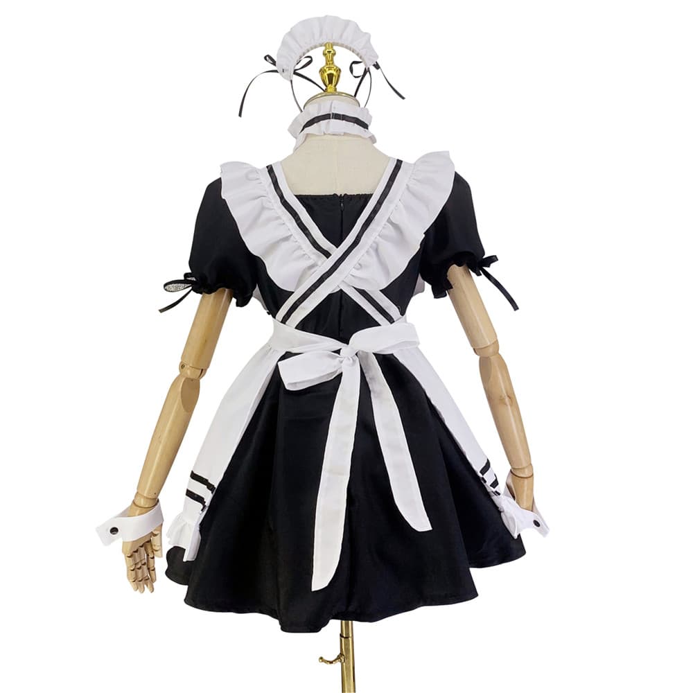 上品な黒と白のクラシカルメイド服セット