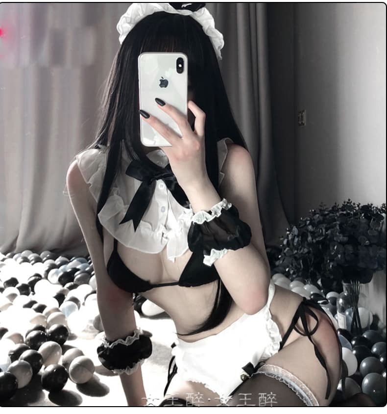メイド服 黒  レースリボン 上品センシュアル