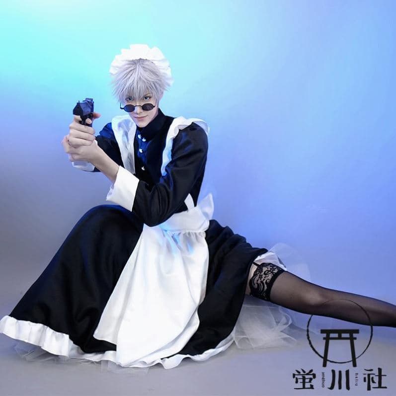 メイド服 エレガントフリル付き長袖メイド衣装セット
