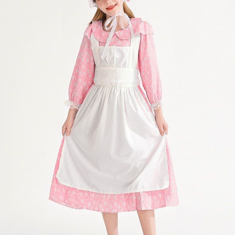 メイド服 小花柄ヴィンテージ風ロングメイド衣装セット