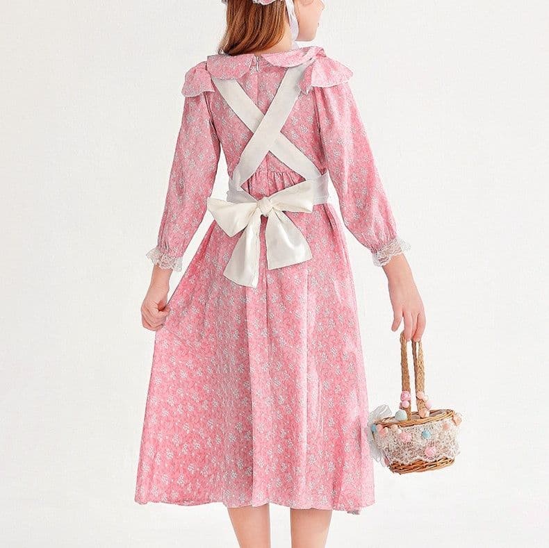 メイド服 小花柄ヴィンテージ風ロングメイド衣装セット