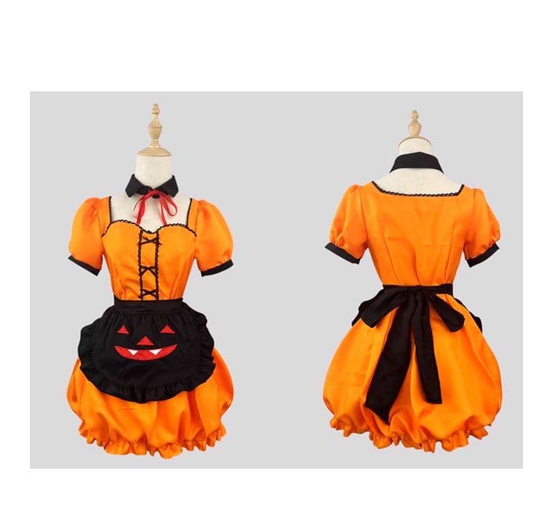 メイド服 かぼちゃ顔刺繍付き秋祭りメイド衣装