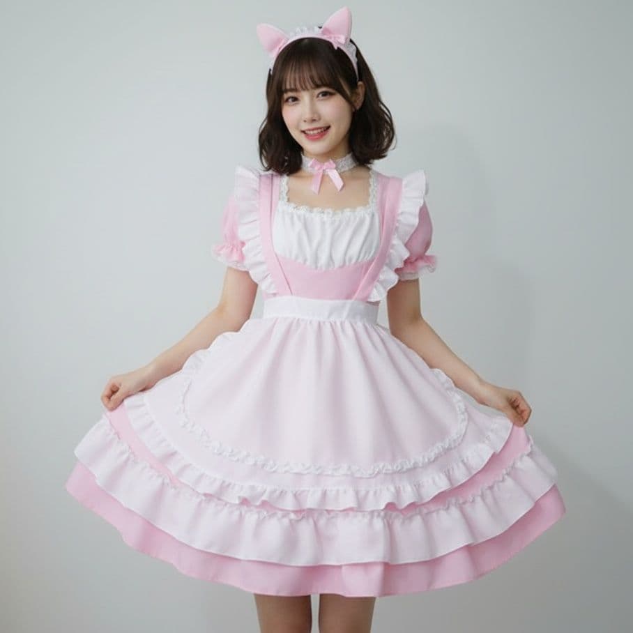 メイド服 フリルたっぷりメイド風ワンピース