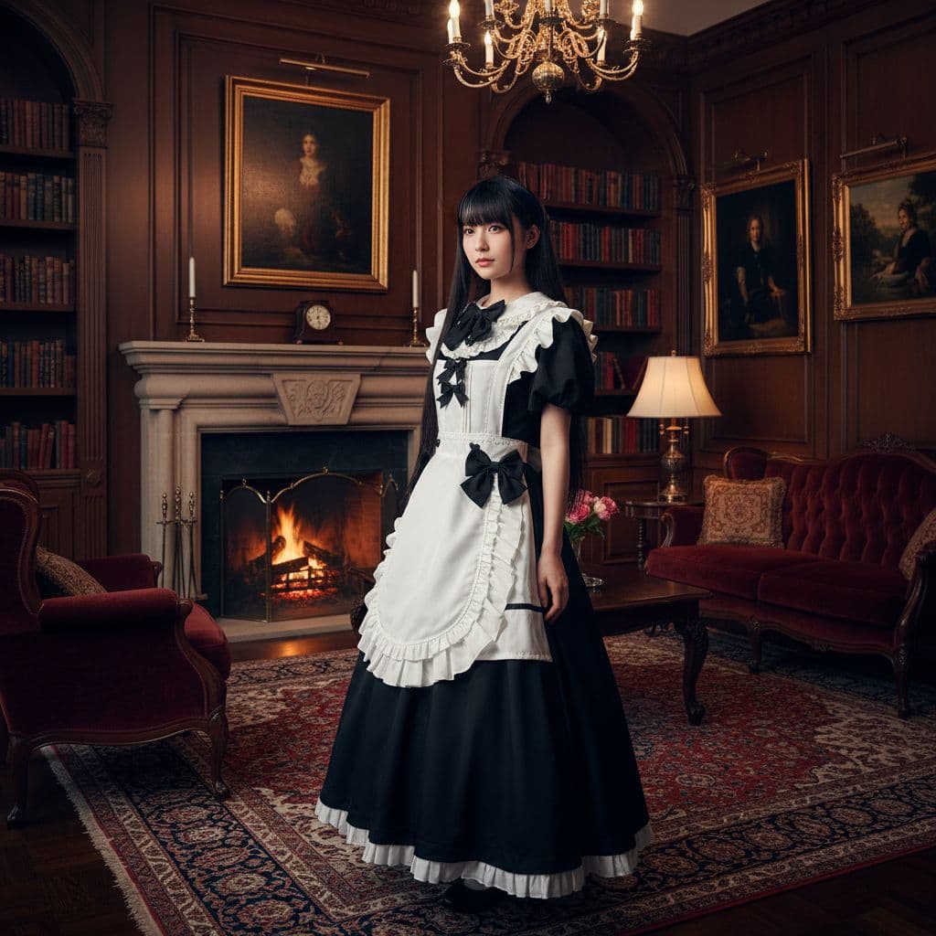 フレンチメイド服 ワンピース 黒白 フリル コスプレ衣装　フレンチ