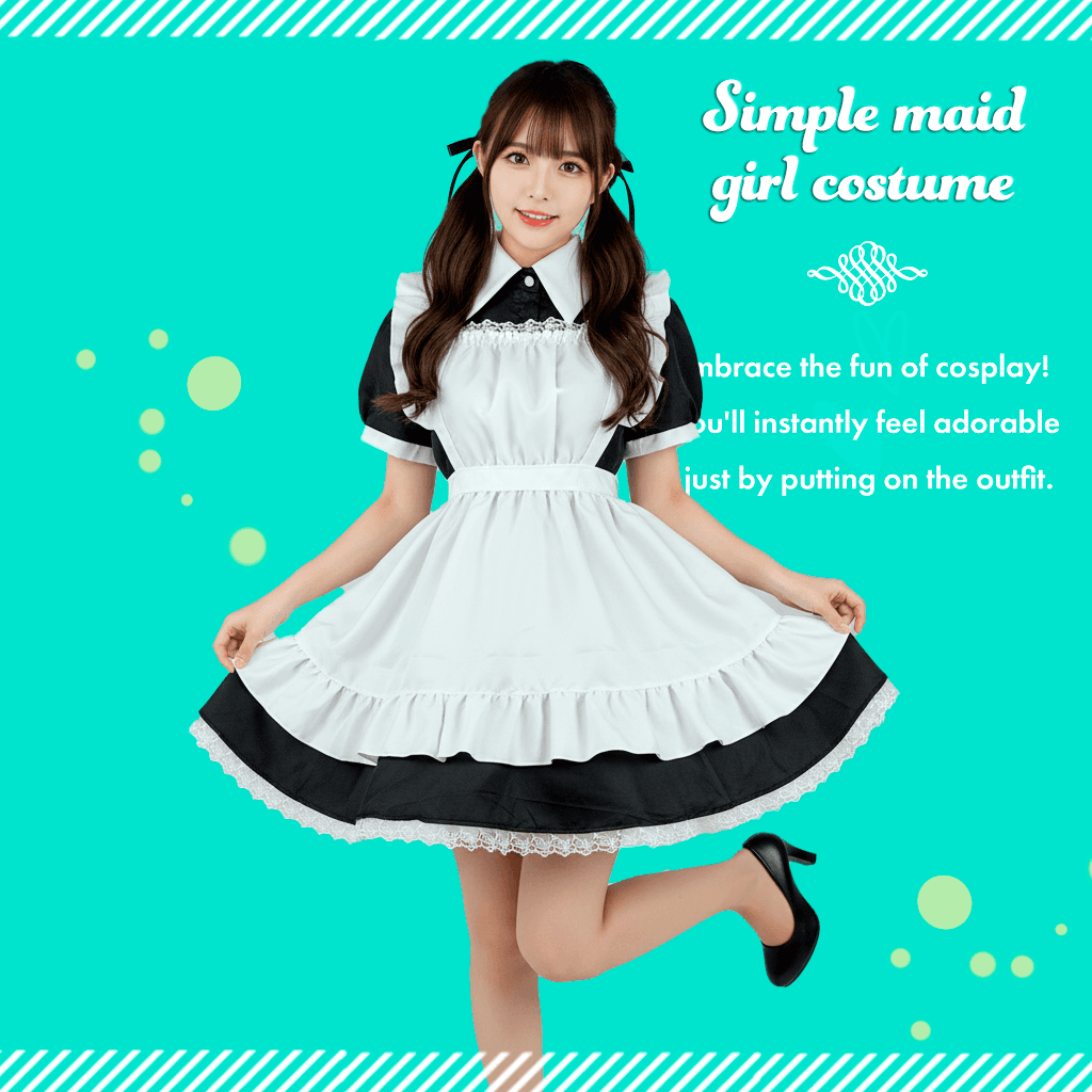 メイド服 メイド服 モノトーン優美なフリルエプロン