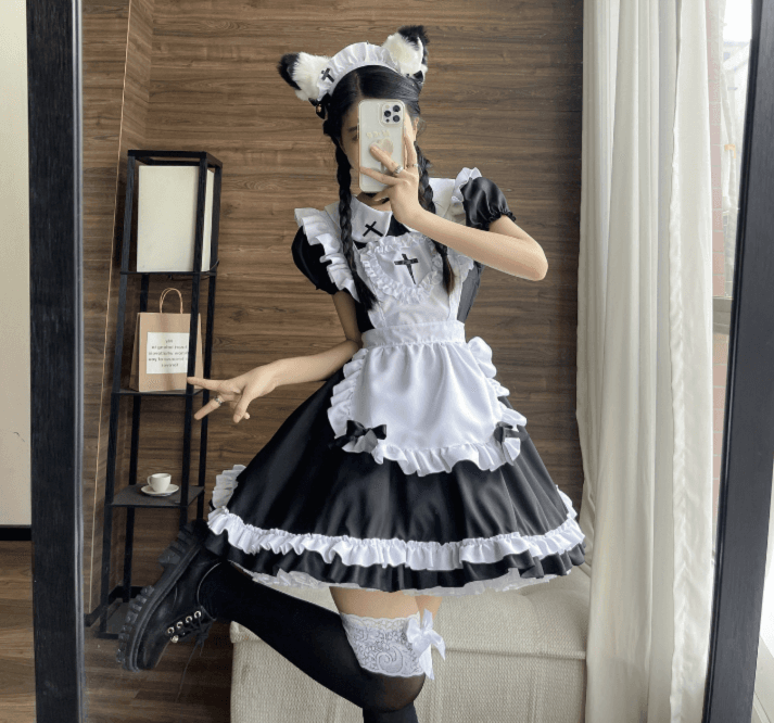メイド服 十字架飾り付き猫耳メイド衣装
