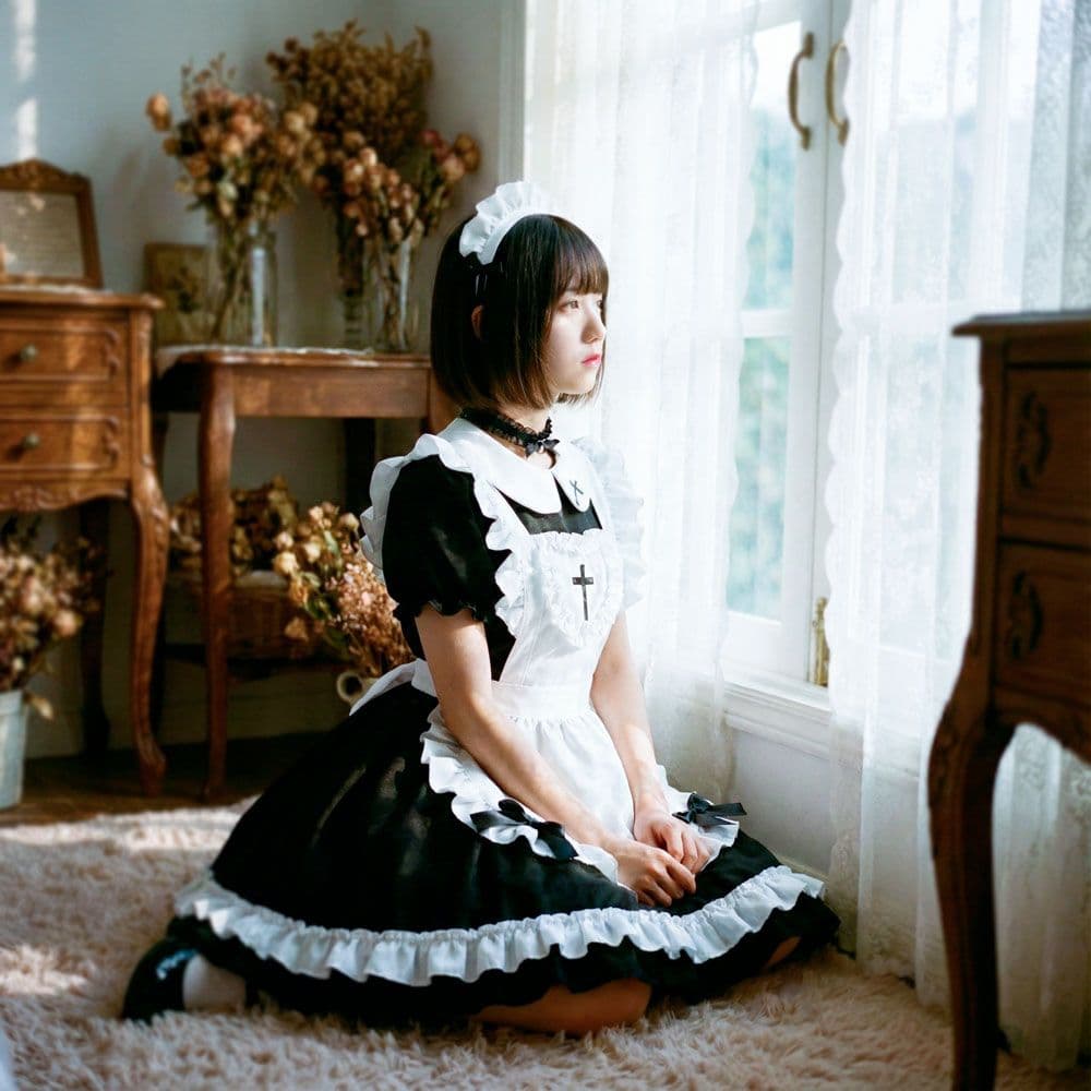 メイド服 十字架飾り付き猫耳メイド衣装