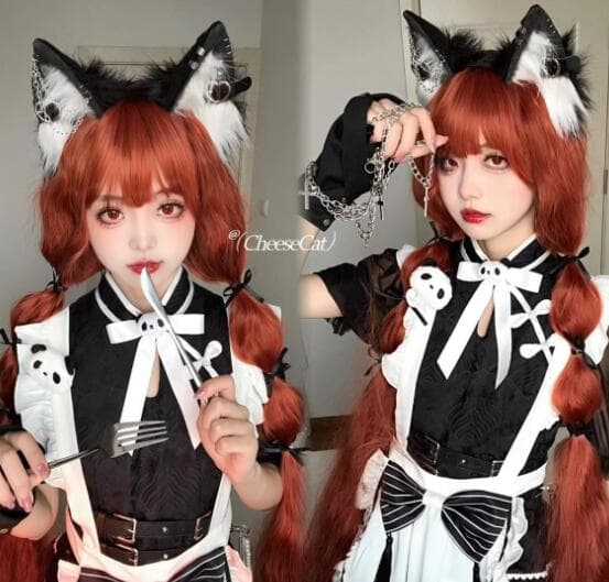 メイド服 手作り猫耳カチューシャ ゴシック風その他小物