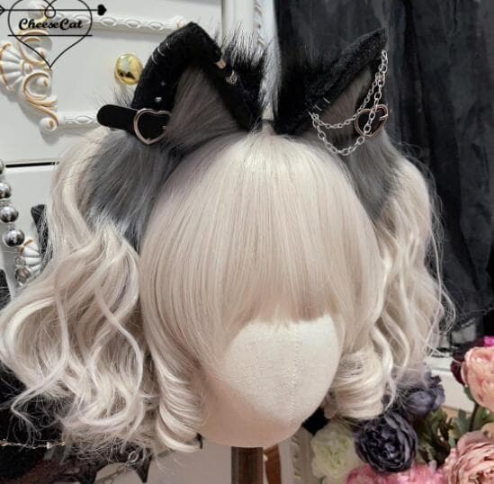 メイド服 手作り猫耳カチューシャ ゴシック風その他小物