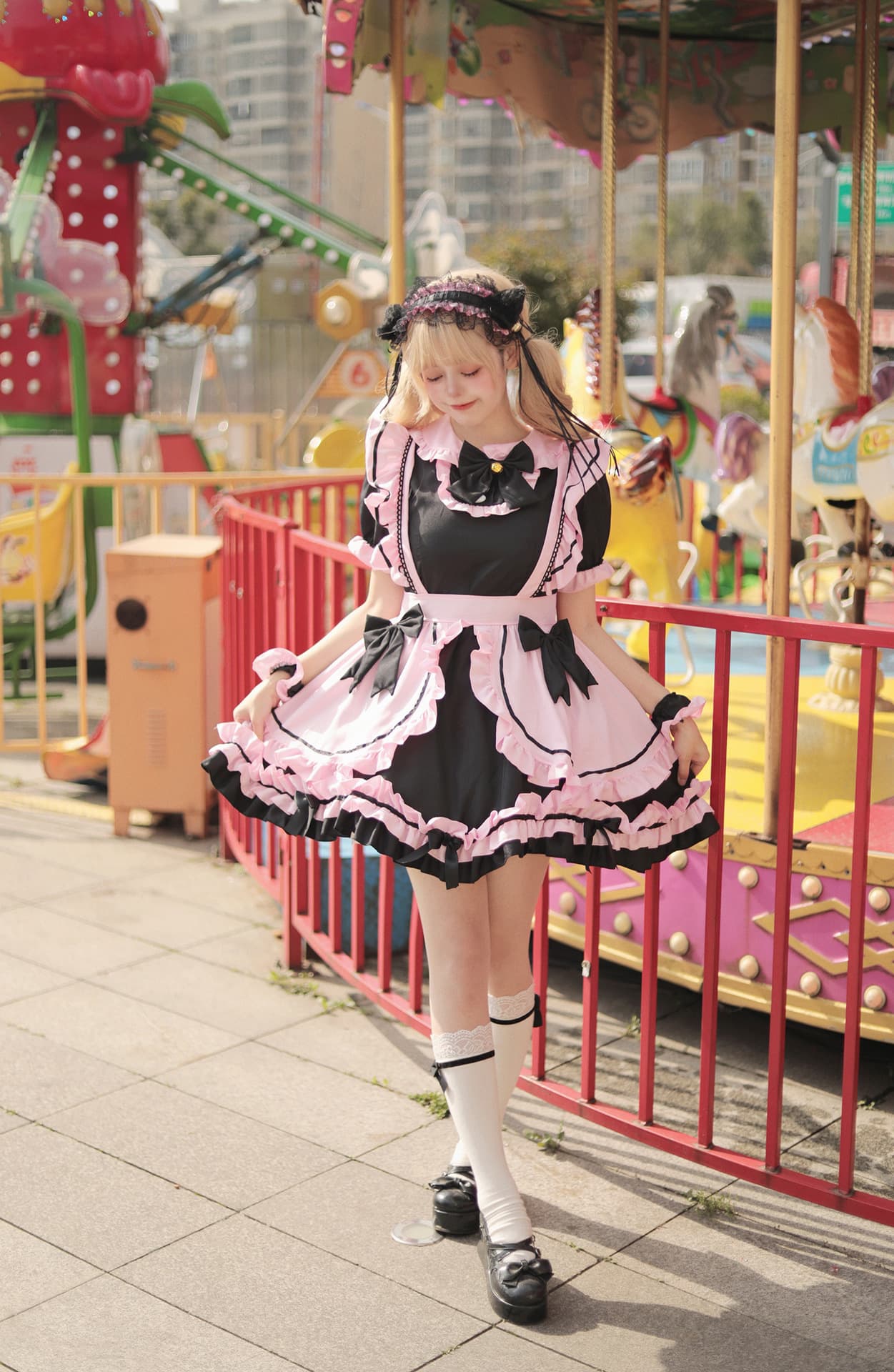 フリルレース リボンメイド服