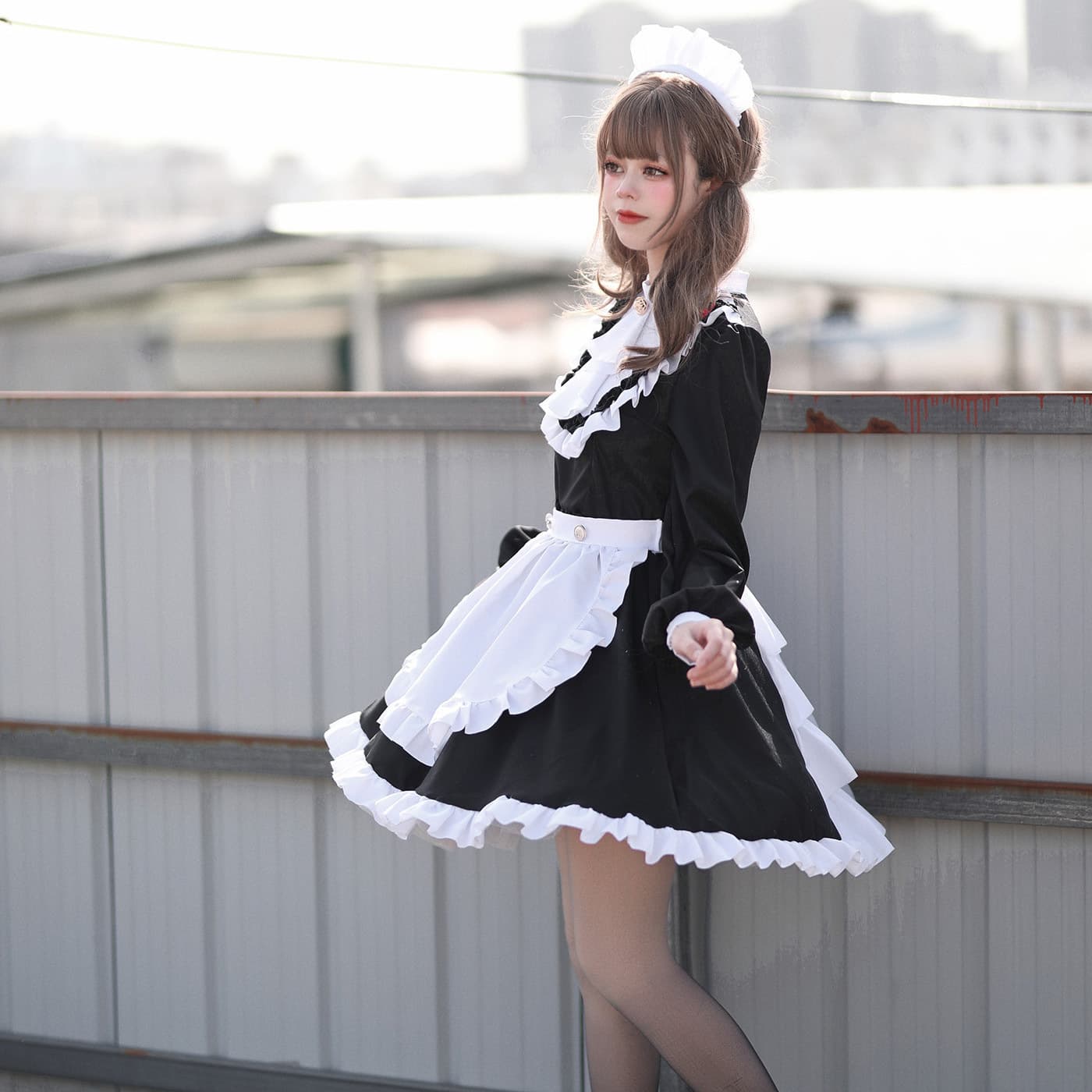 メイド服 ふんわりフリルメイドワンピース