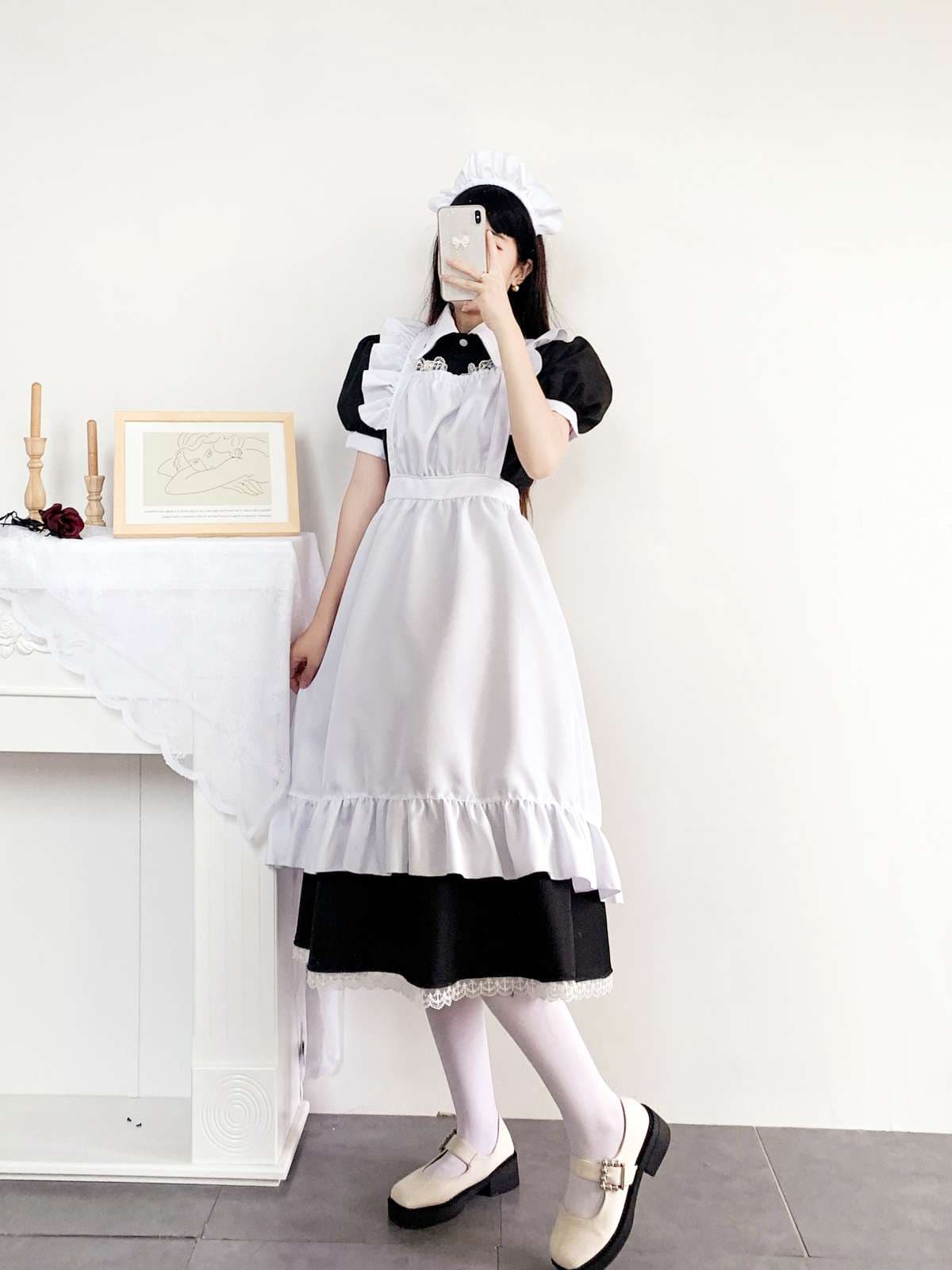 ふんわりメイド服ワンピース