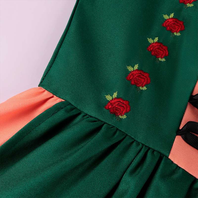 メイド服 ディアンドル風 花刺繍ワンピース