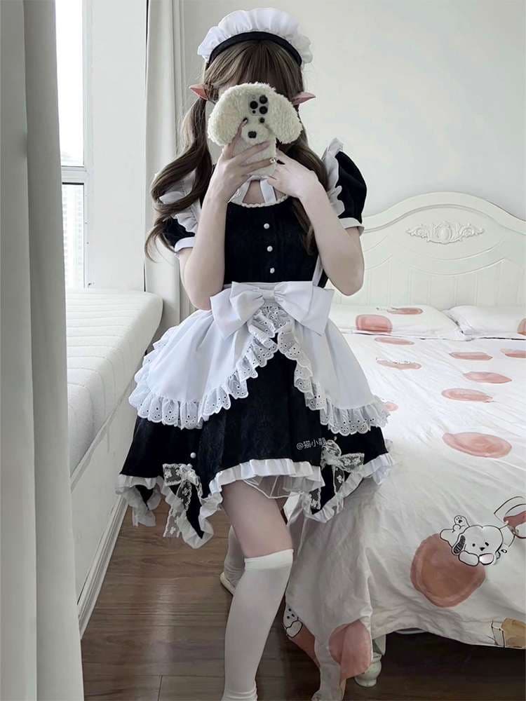 メイド服 フリルたっぷりメイド風ワンピース