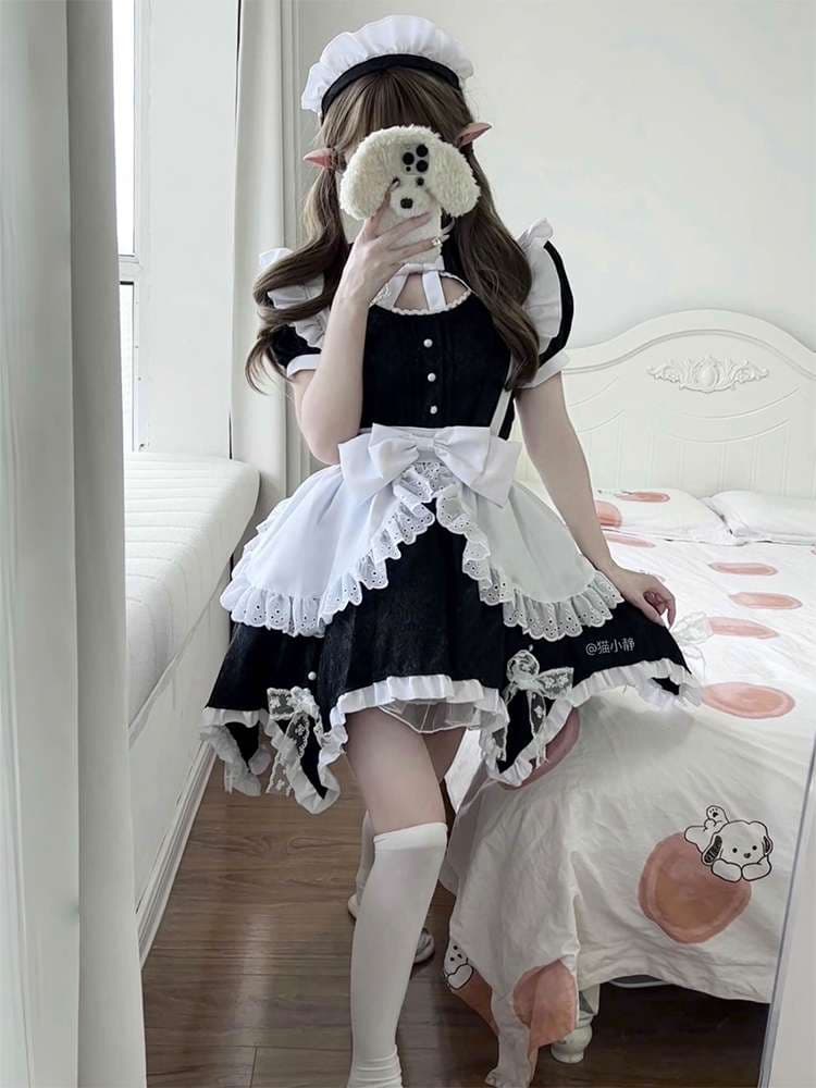 メイド服 フリルたっぷりメイド風ワンピース