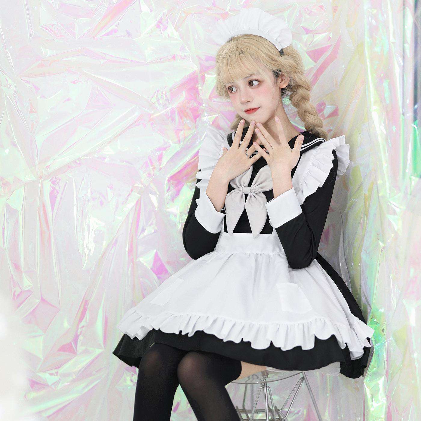 メイド服 フリル装飾メイド風ワンピース