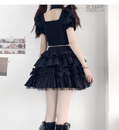 新品 赤 メイド服 可愛い フリル セットアップ