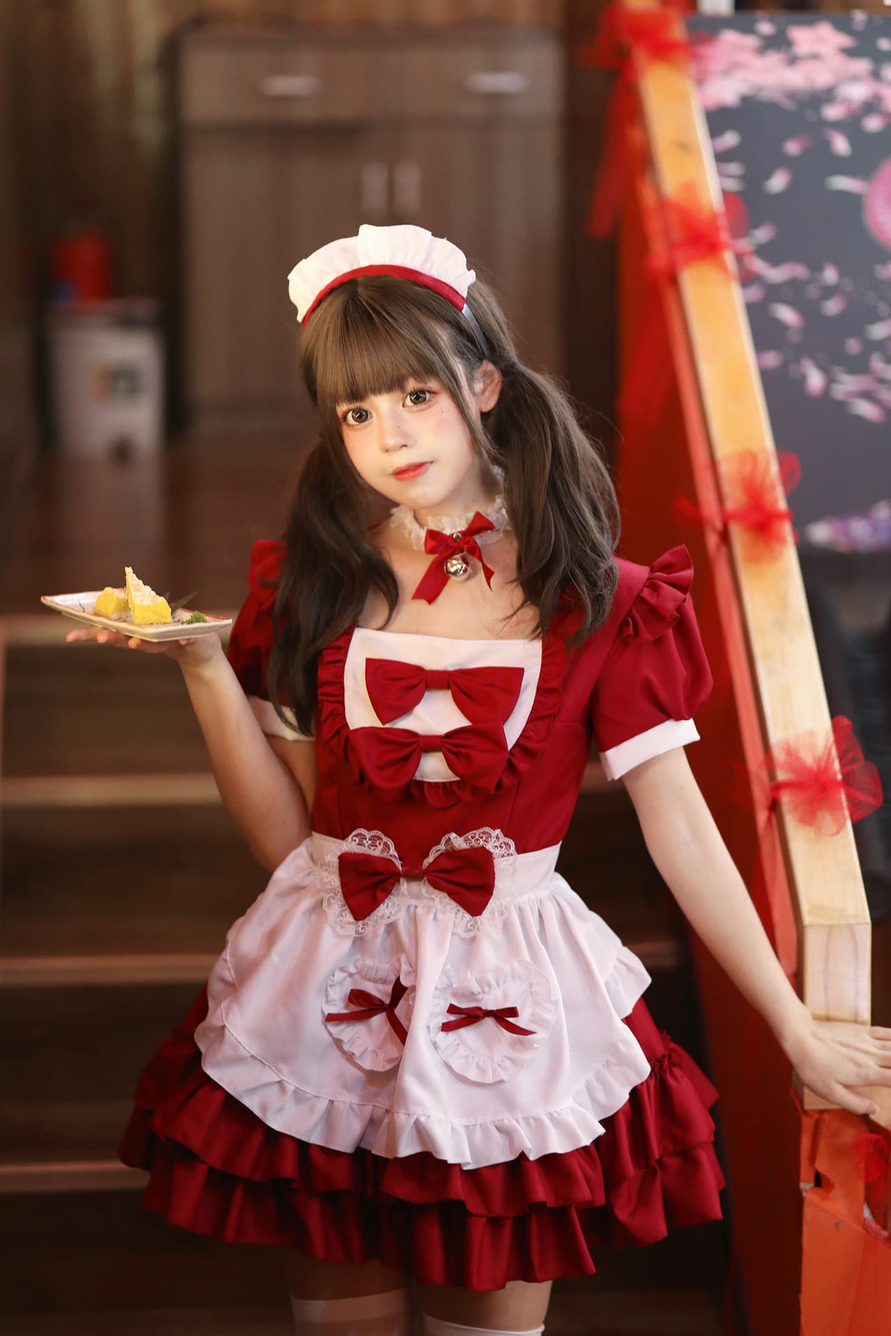 姫系フリルメイド服 胸リボンワンピース