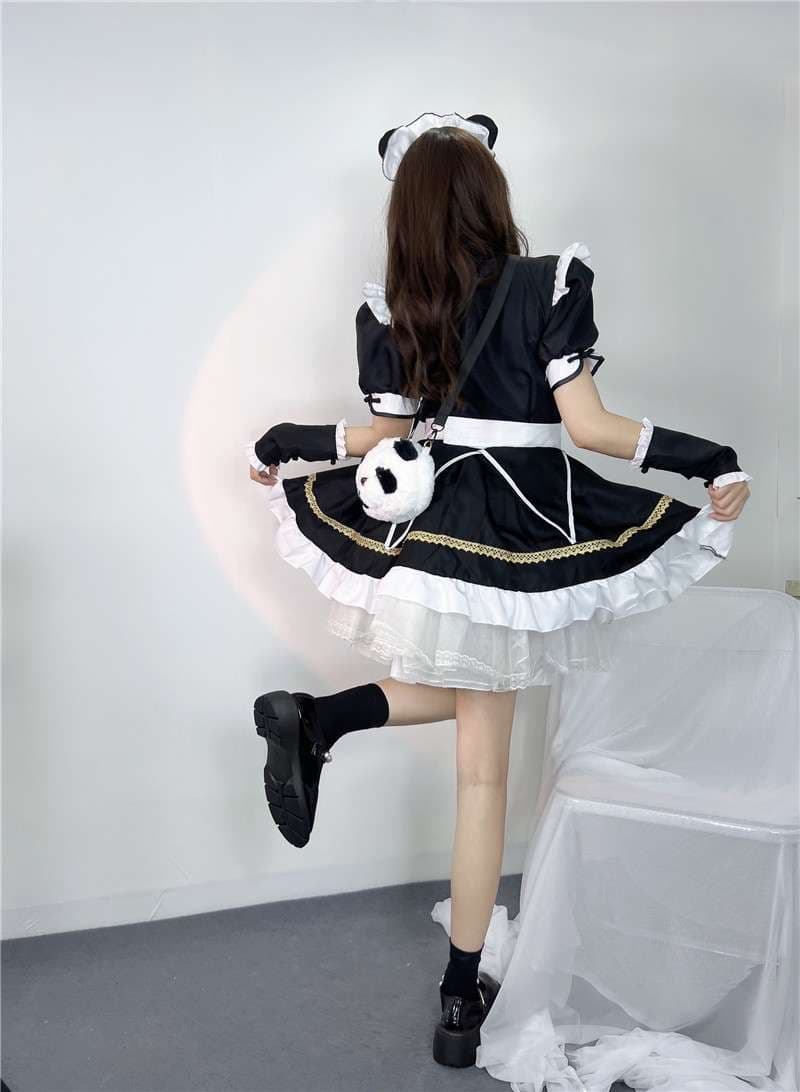 フリル付きパンダモチーフメイド服