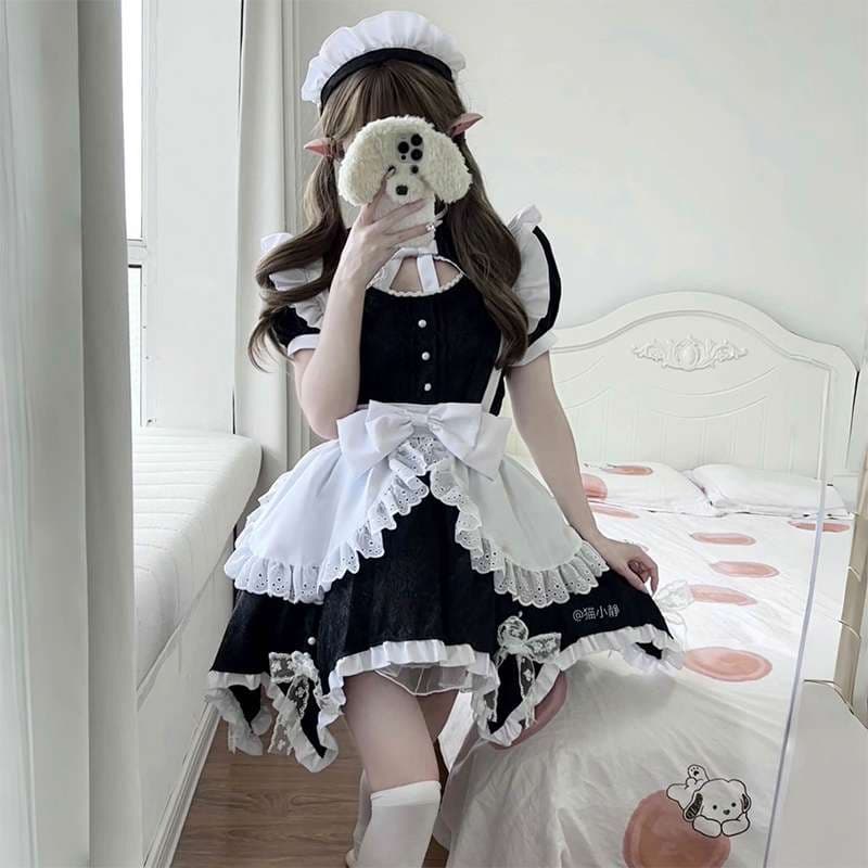 メイド服 フリルたっぷりメイド風ワンピース