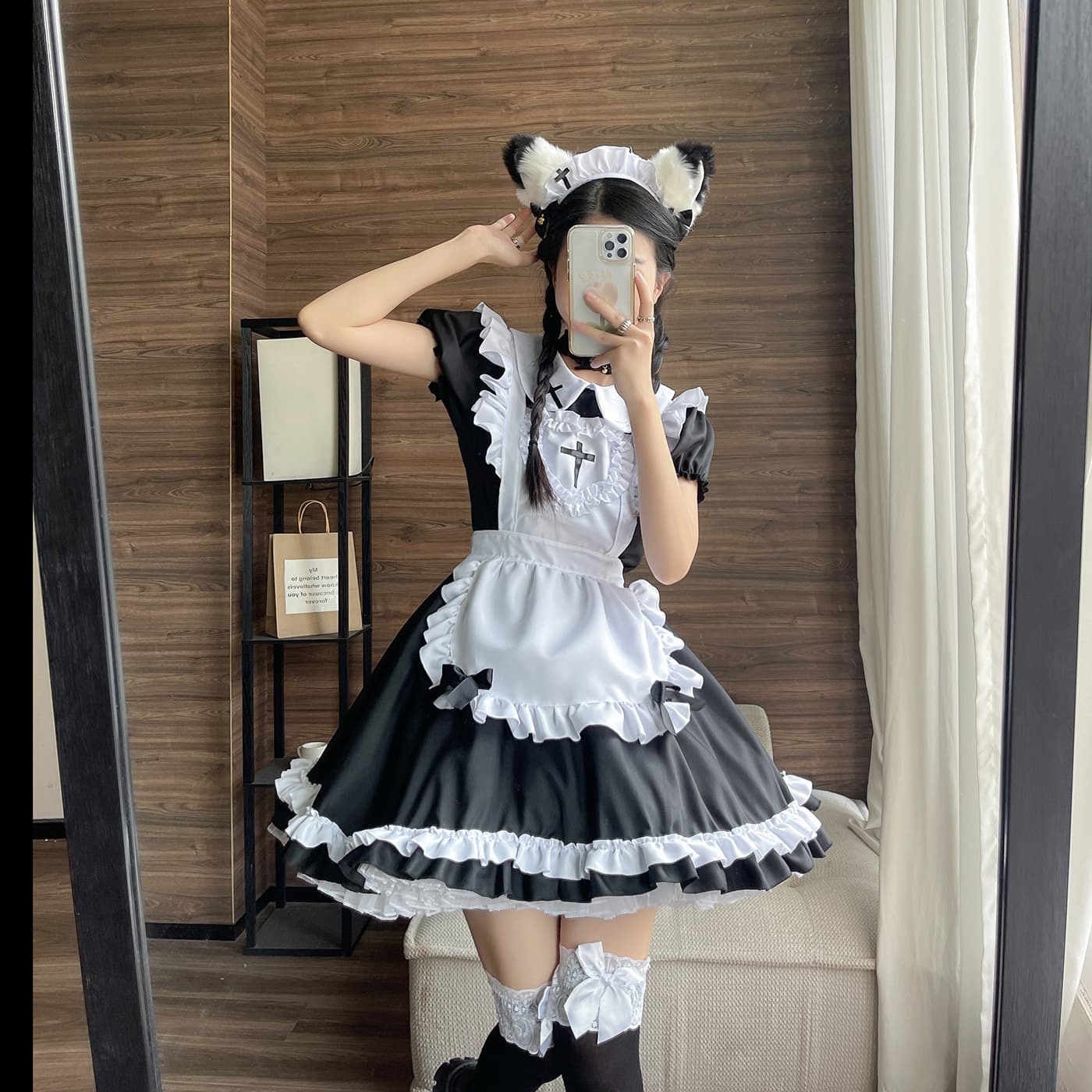 メイド服 十字架飾り付き猫耳メイド衣装
