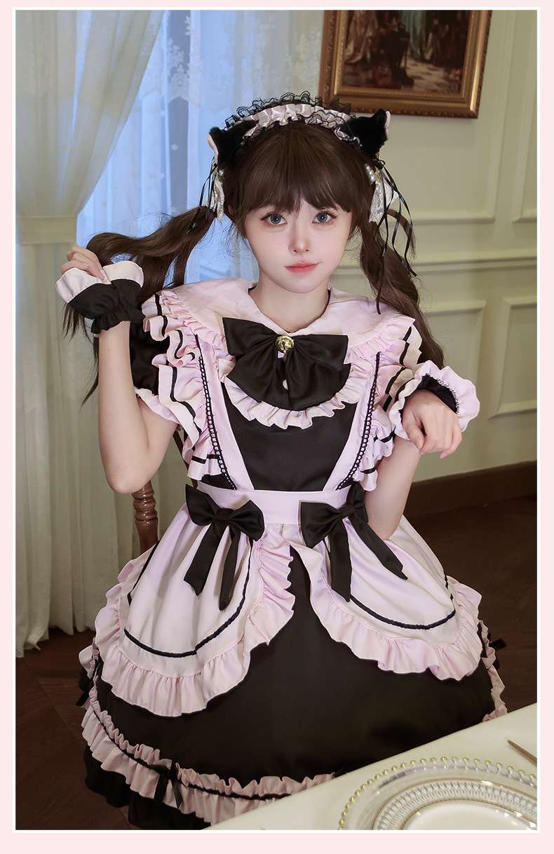 ふんわりフリルメイド服ワンピース