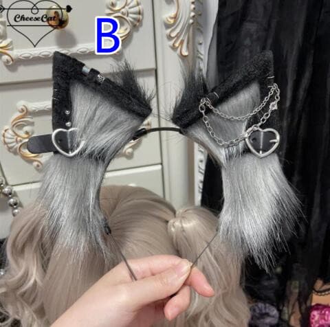 メイド服 手作り猫耳カチューシャ ゴシック風その他小物