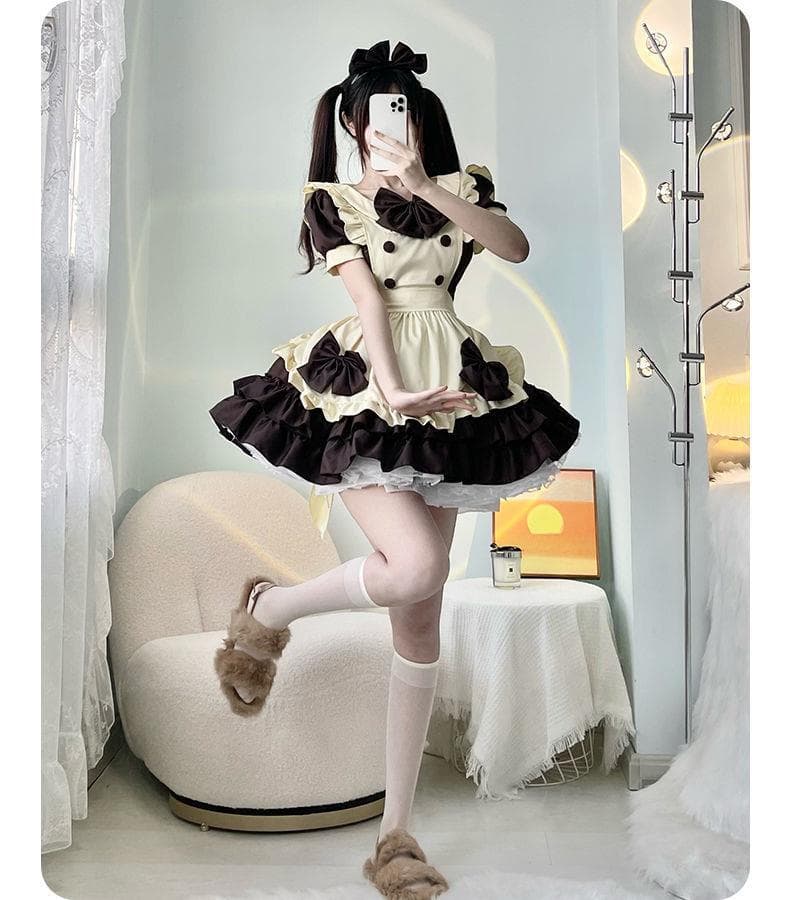 メイド服 優美なリボン飾りのふんわりメイド服