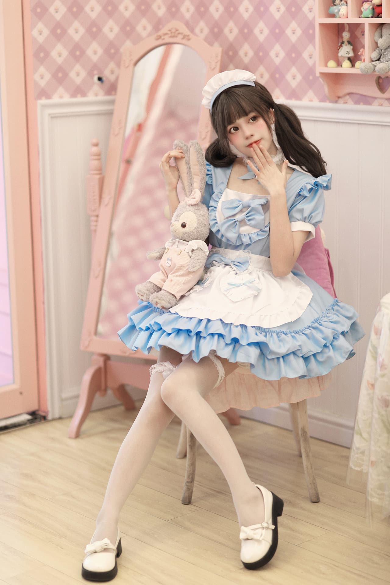姫系フリルメイド服 胸リボンワンピース