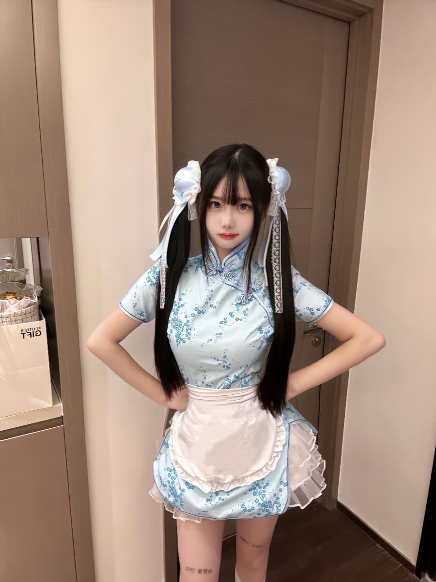 チャイナ風メイド服・フリルエプロンセット