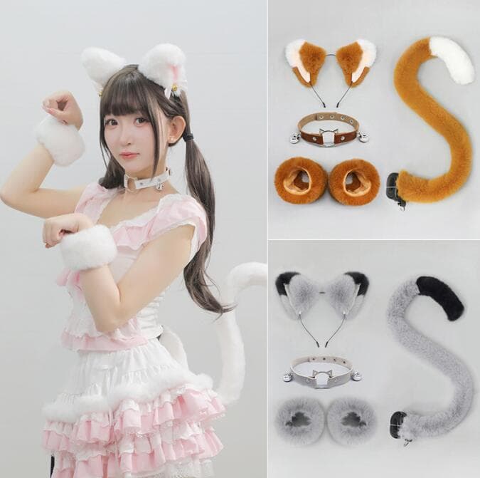 メイド服 猫耳チョーカー尻尾セット その他コスプレ用品