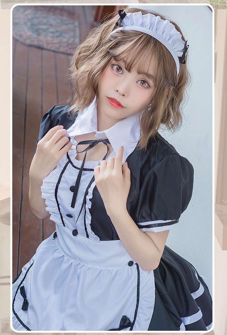 メイド服 シンプル メイドワンピース 胸元フリル