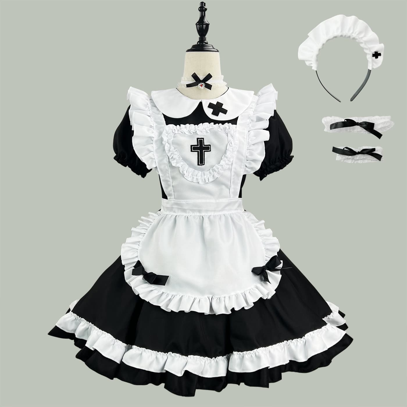 メイド服 十字架飾り付き猫耳メイド衣装