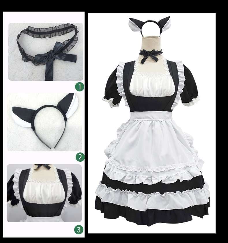 ふんわりフリルメイド服セット