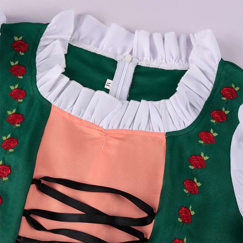 メイド服 ディアンドル風 花刺繍ワンピース