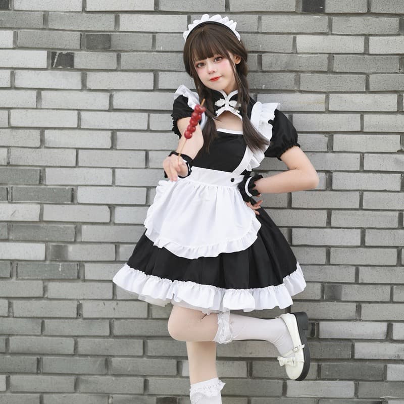 黒×白 クラシックメイド服 ワンピース コスプレ衣装