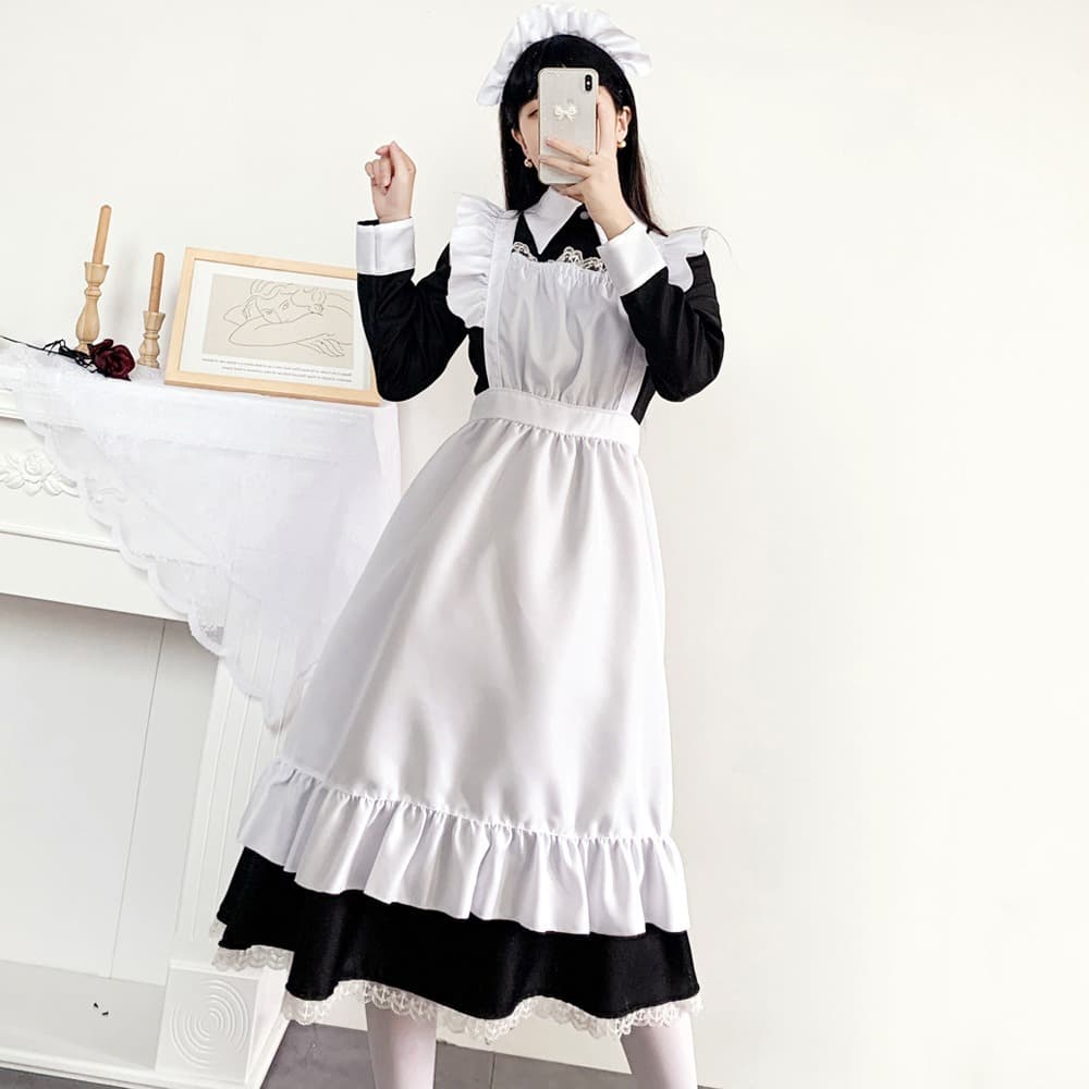 クラシックメイド服フリルエプロンセット