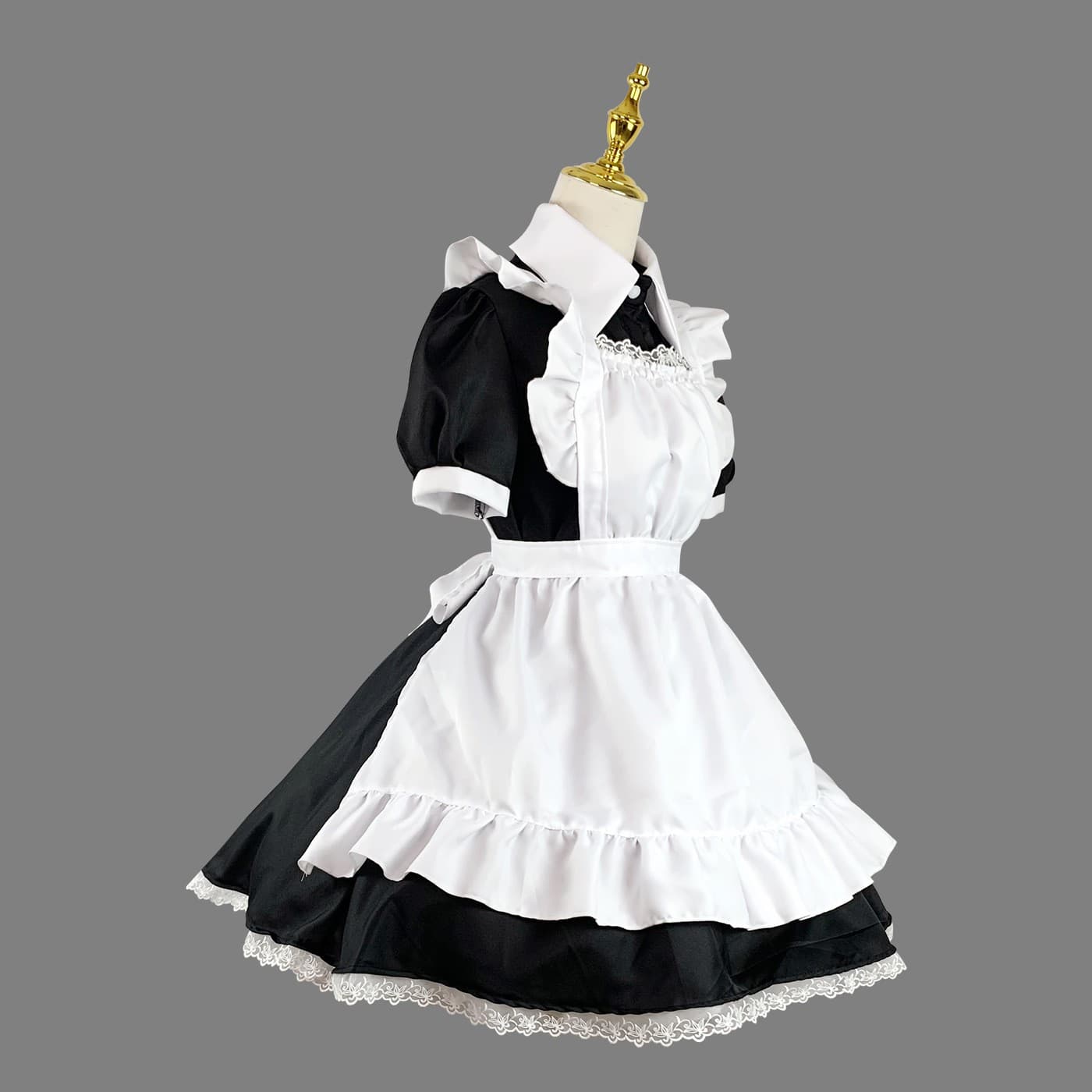 メイド服 メイド服 モノトーン優美なフリルエプロン