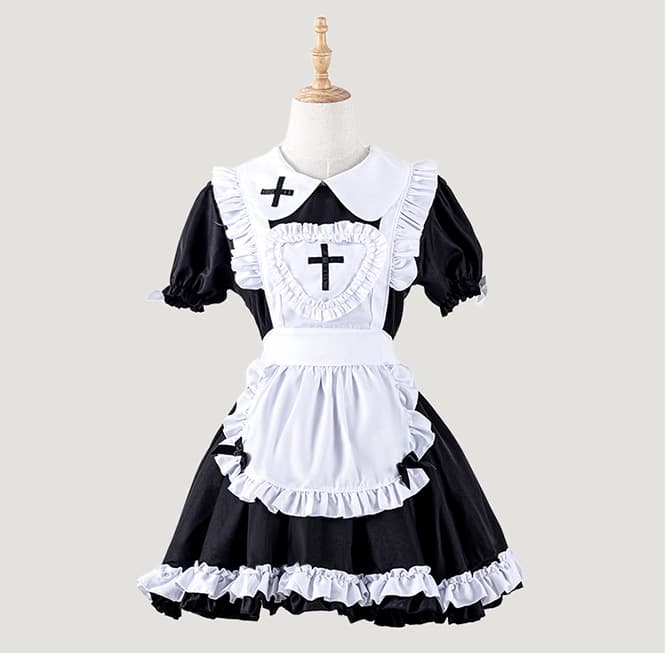 ゴシック調フリルメイド服 十字架デザイン
