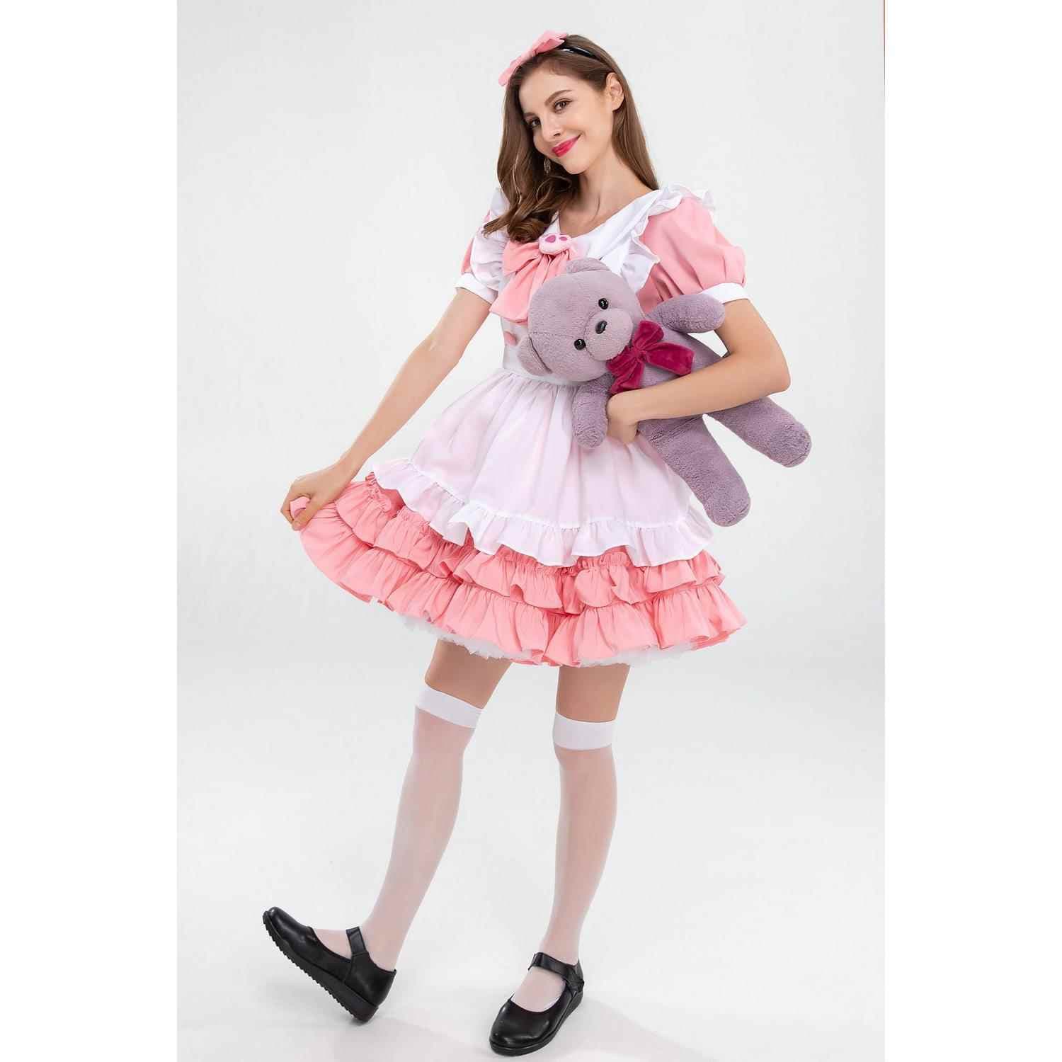 メイド服 メイド服 優美なフリルリボンメイド衣装
