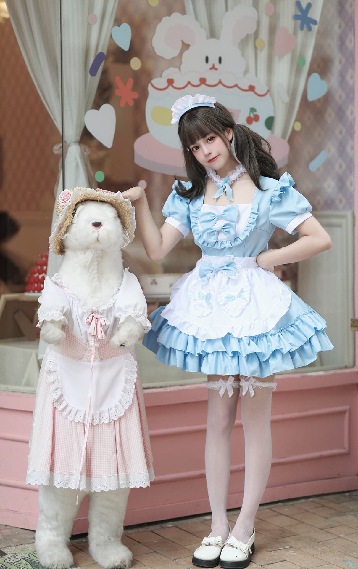 姫系フリルメイド服 胸リボンワンピース