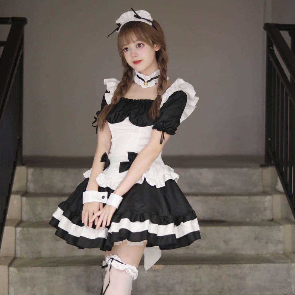 ふんわりメイド服リボンワンピース