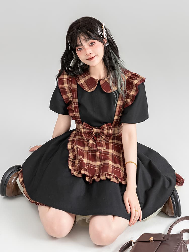 メイド服 メイド服 格子模様の優しさ メイドワンピース